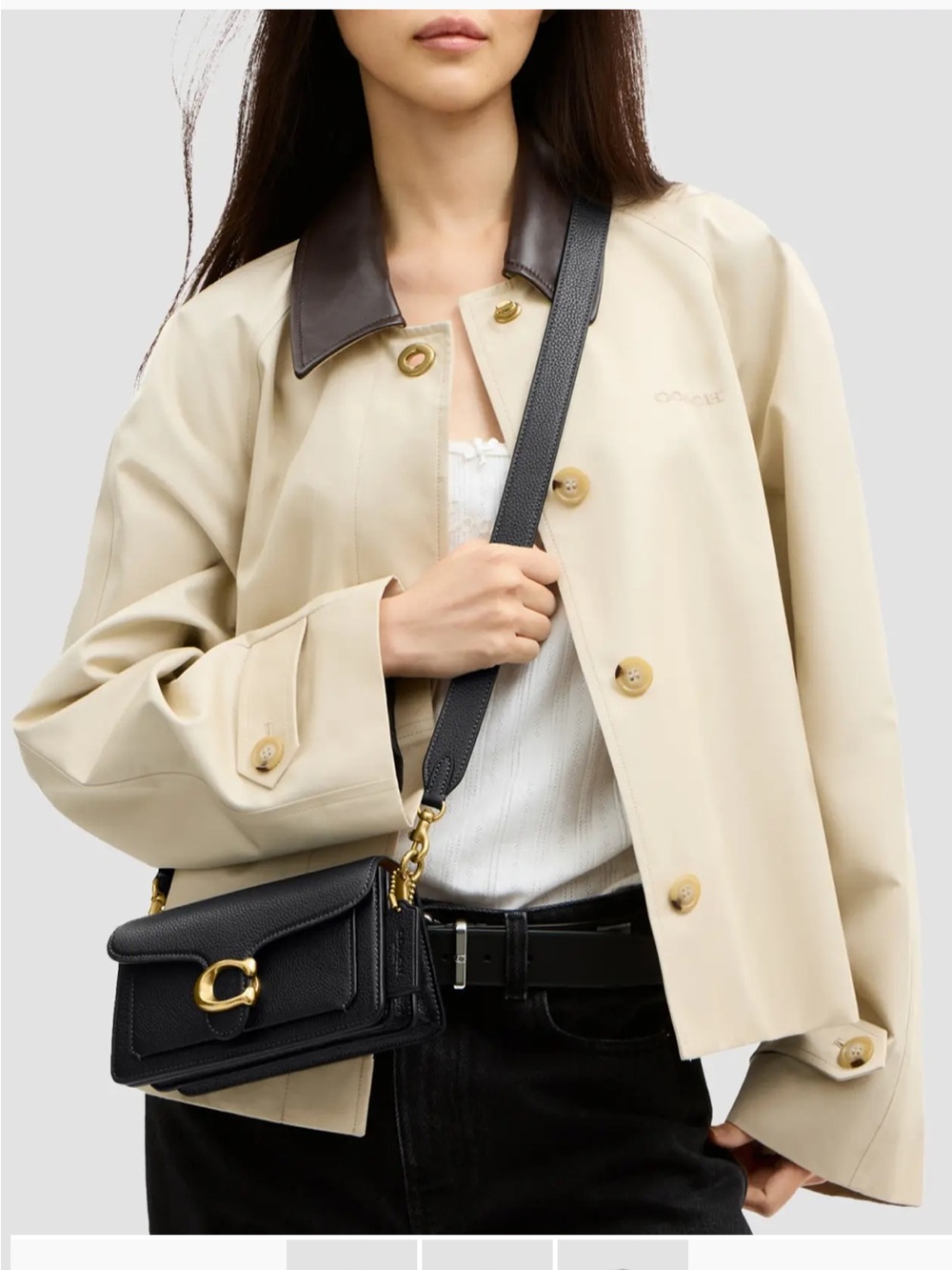 Coach Tabby 20 Pebbled Leather Shoulder Bag in Black - Picture 9 of 11